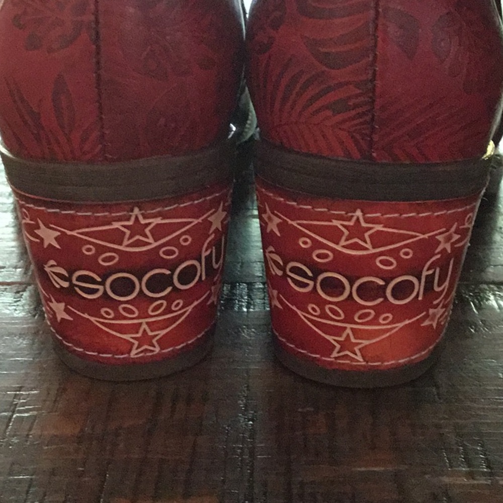 NEW Socofy Red Black Floral Boho Textile Tapestry Leather Tall Boots - Picture 13 of 13